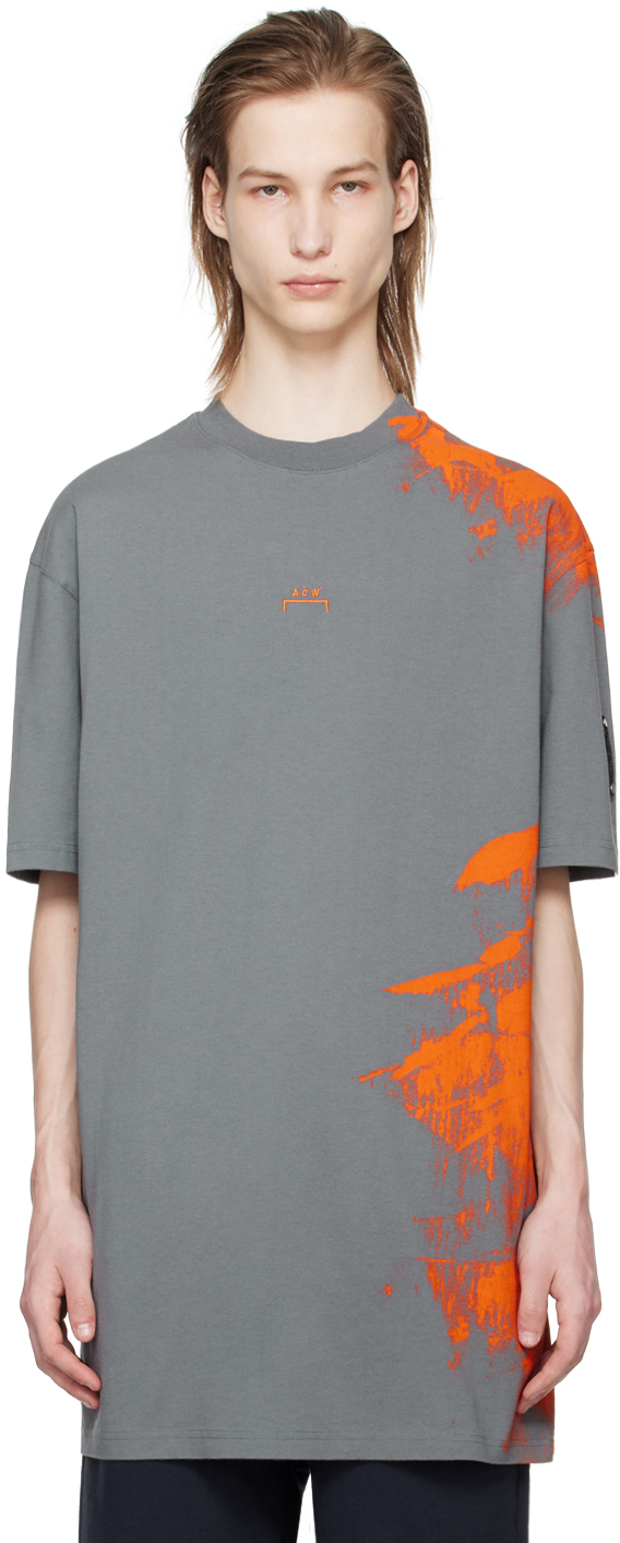 Shop A-cold-wall* Gray Brushstroke T-shirt In Slate