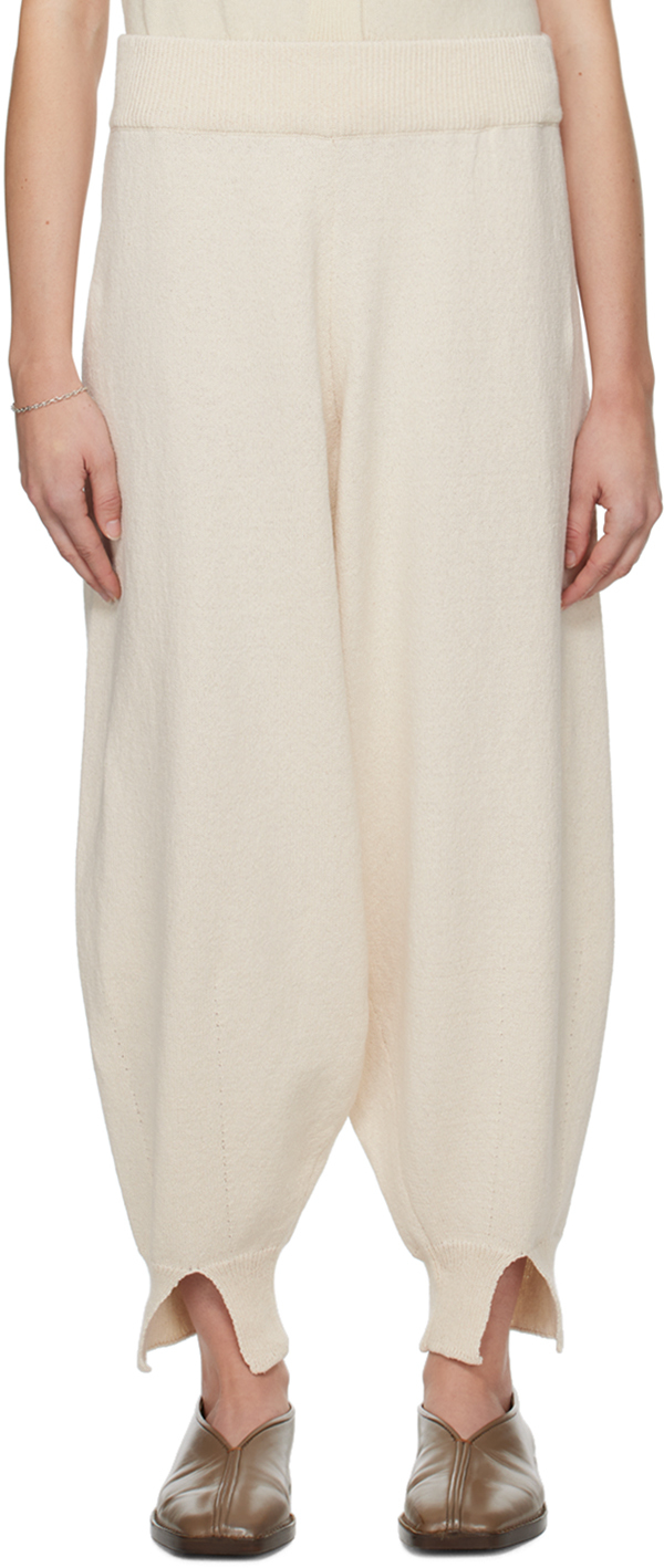 Cordera Off-white Vented Cuff Lounge Trousers In Natural