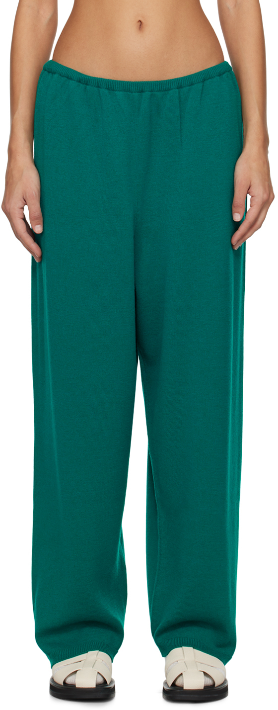 Cordera Green Elasticized Lounge Pants In Teal Green