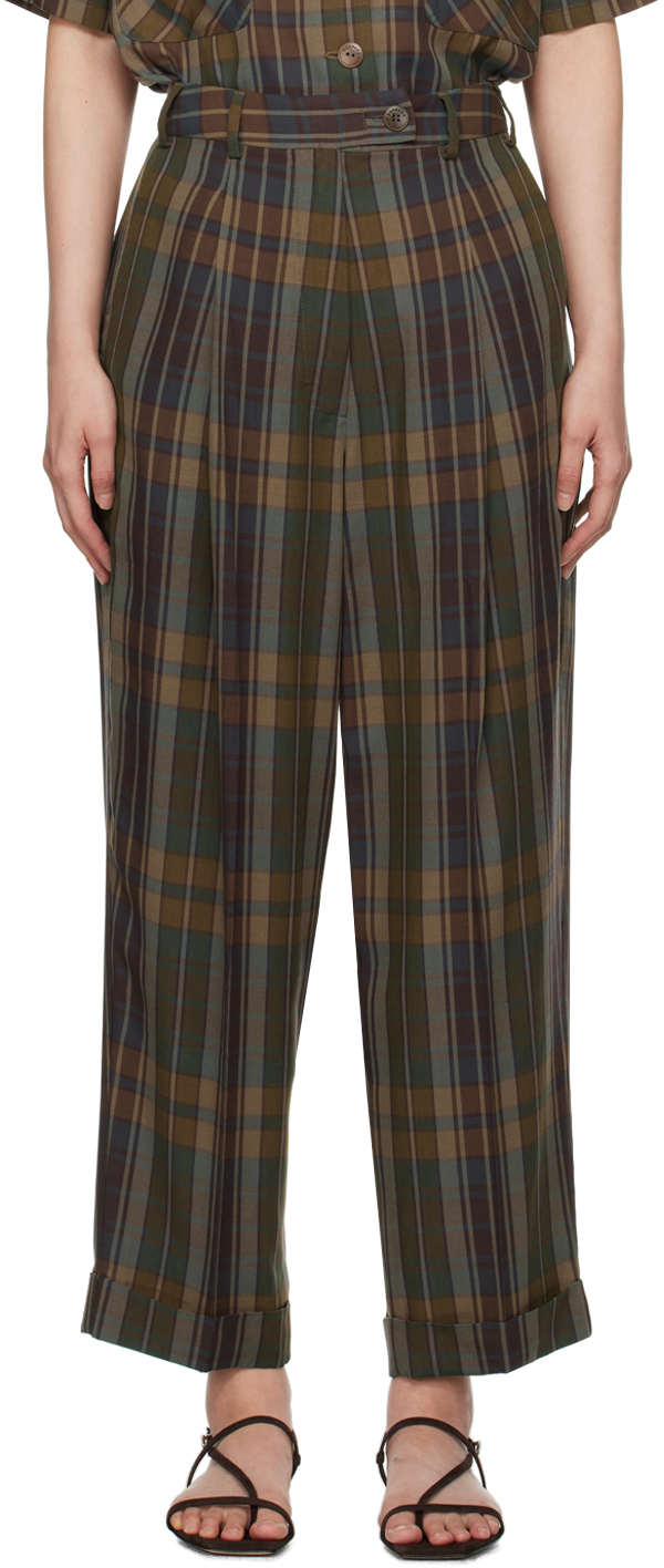 Brown Checkered Trousers
