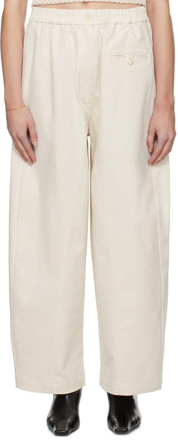 Cordera Off-white Curved Trousers In Off White