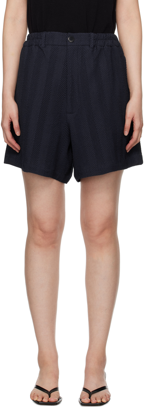 Navy Herringbone Shorts