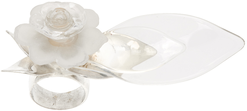 La Manso Silver 'bodas De Cristal' Ring In White