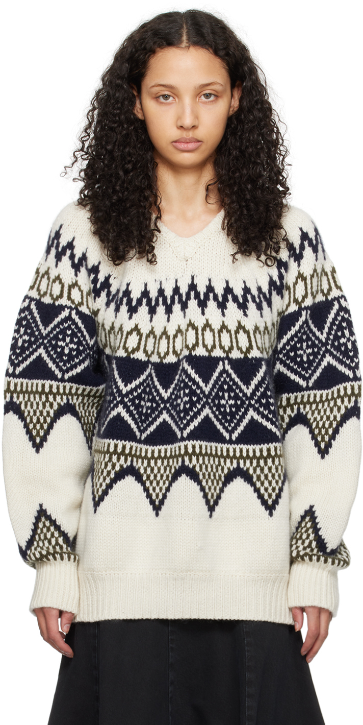 Khaite Off-white Nalani Sweater In 391 Ivory Multi