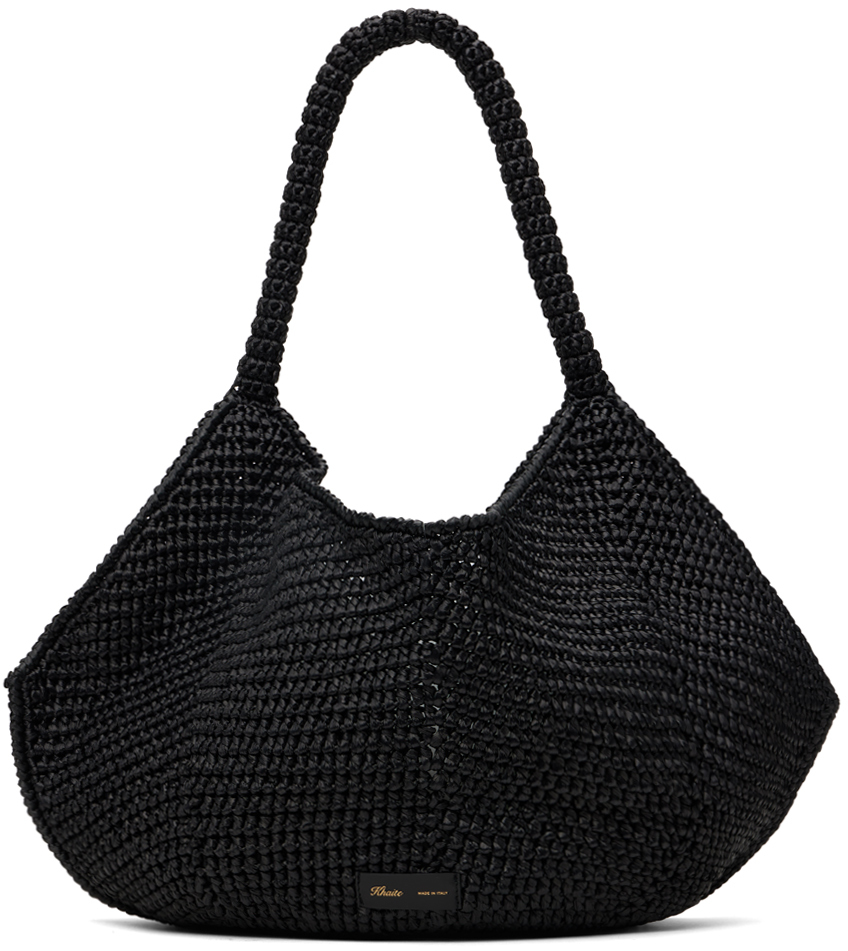 KHAITE: Black 'The Medium Lotus' Tote | SSENSE