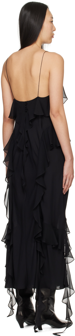 Khaite Pim Silk Georgette Midi Dress In 200 Black