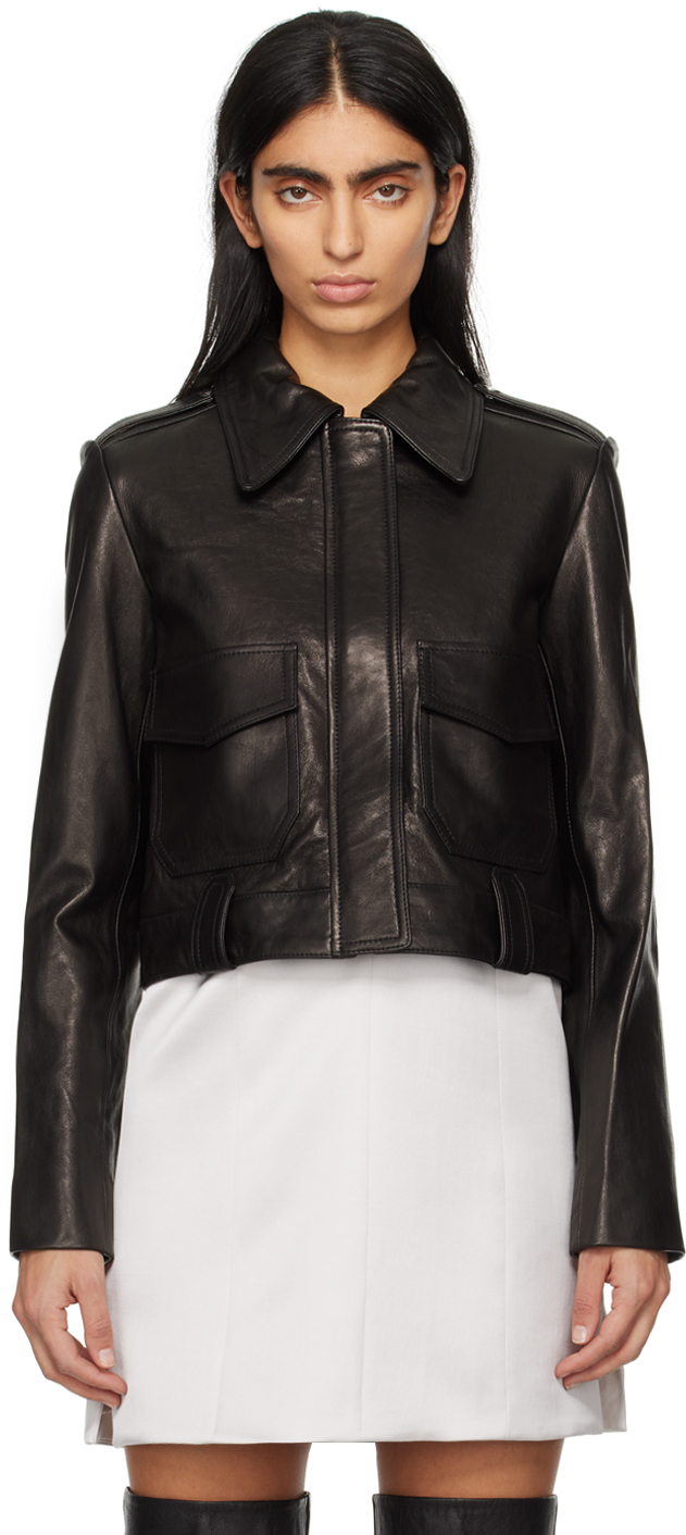 Shop Khaite Black Cordelia Leather Jacket In 200 Black