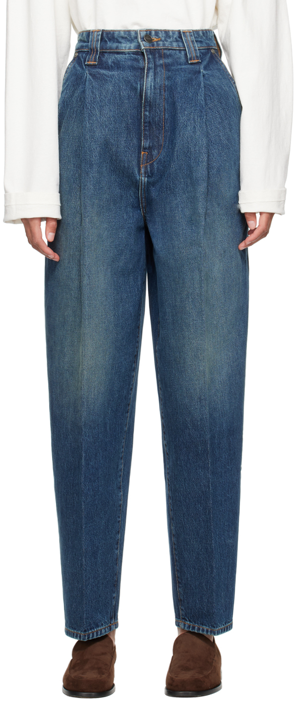 Shop Khaite Blue 'the Ashford' Jeans In 5 Stinson