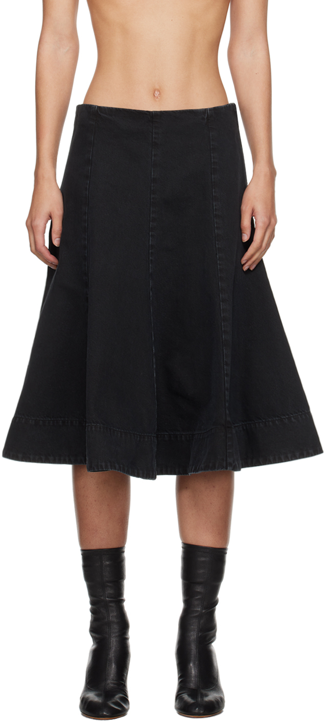 Shop Khaite Black Lennox Midi Skirt In 091 Prescott