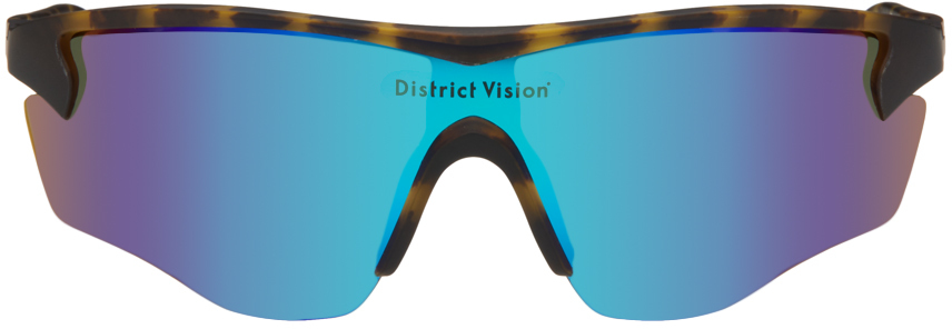 Shop District Vision Brown Junya Racer Sunglasses In Blue Mirror