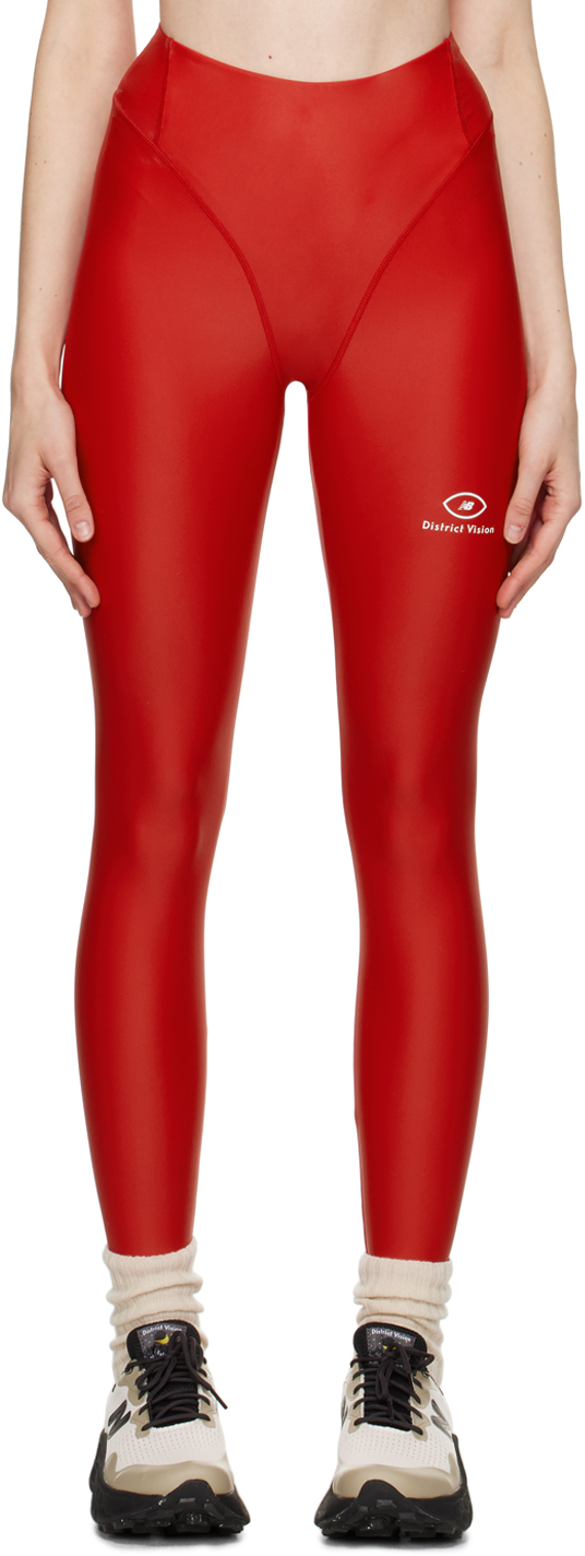 District Vision Red New Balance Edition Leggings In Goji Red