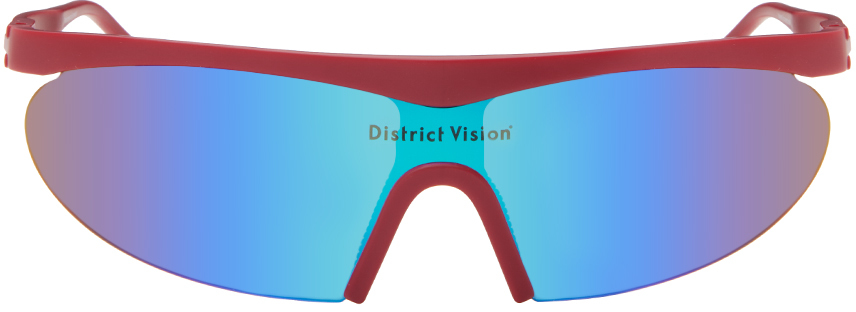 Shop District Vision Burgundy Koharu Eclipse Sunglasses In Metallic Red, Blue M