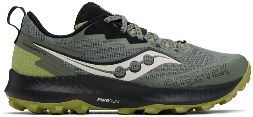 Khaki Peregrine 14 GTX Sneakers by Saucony on Sale