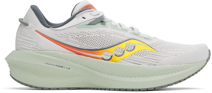 Shop Saucony Gray & Green Triumph 21 Sneakers In Fog/bough