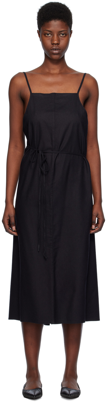 Baserange: Black Yumi Apron Midi Dress | SSENSE