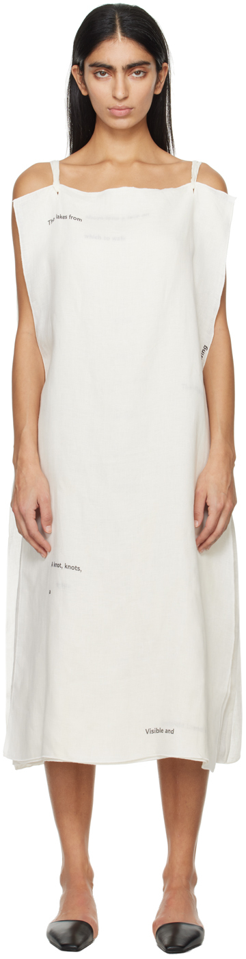 Baserange Off-white Page Midi Dress In Undyed