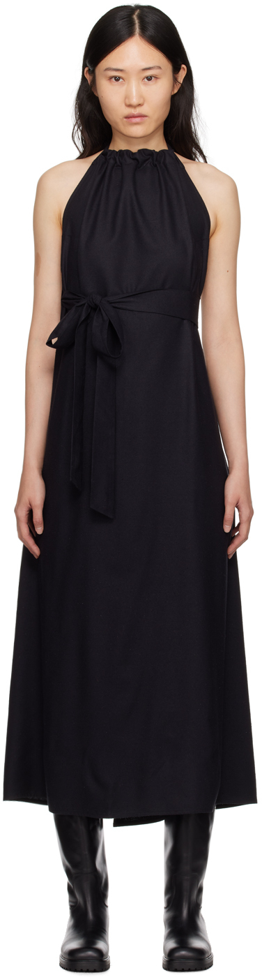 Black Trope Apron Maxi Dress