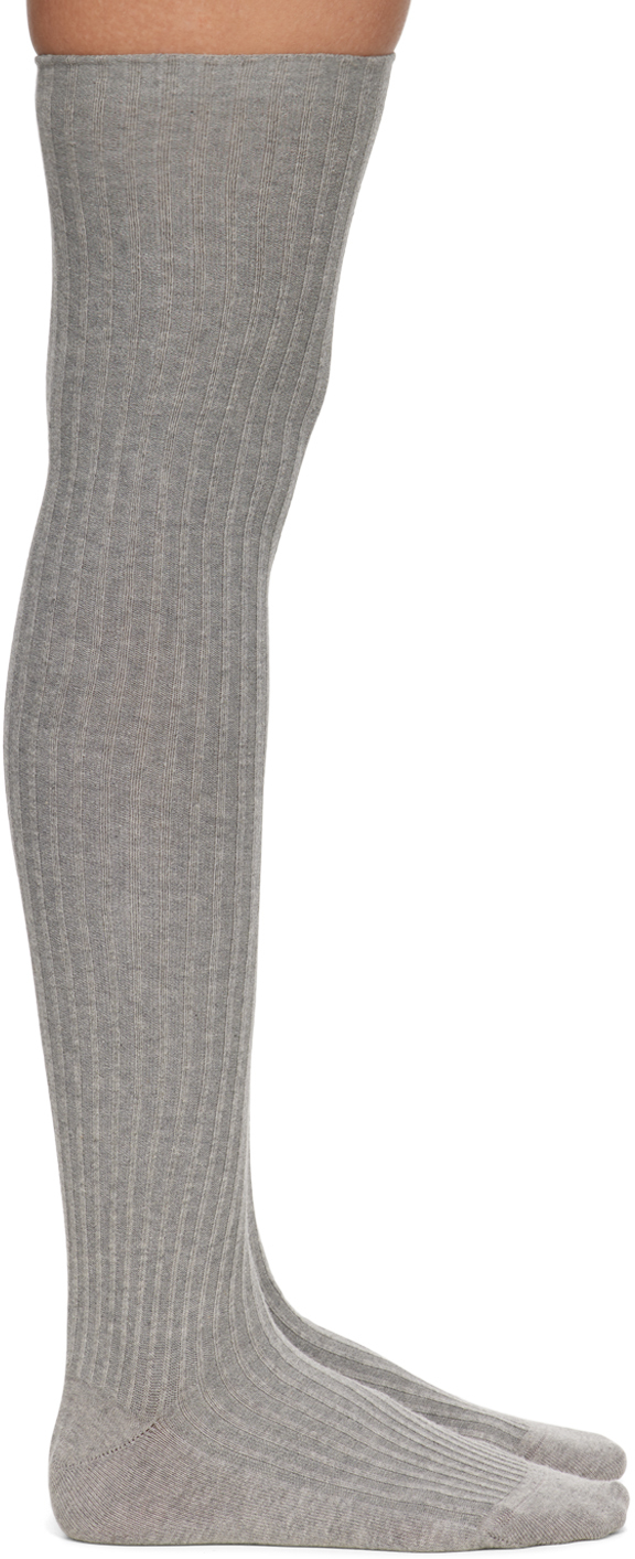 Baserange Two-pack Black & Grey Overknee Socks In Black/grey
