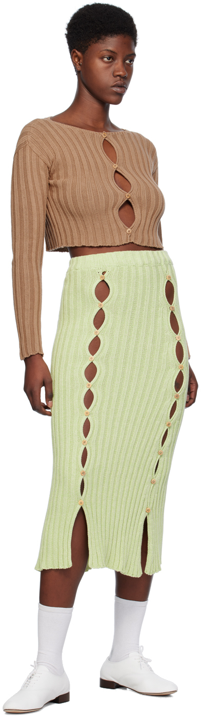 Baserange Macau Organic-cotton Cropped Cardigan In Brandy