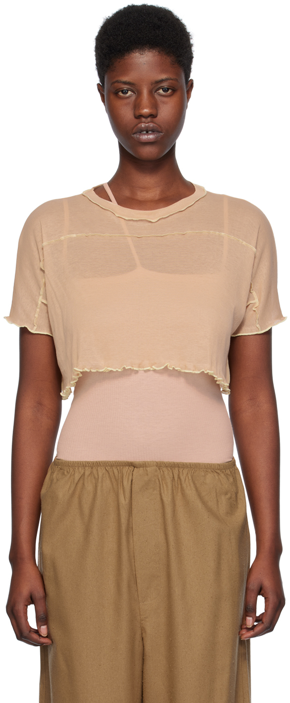 Beige Sun Crop T-Shirt