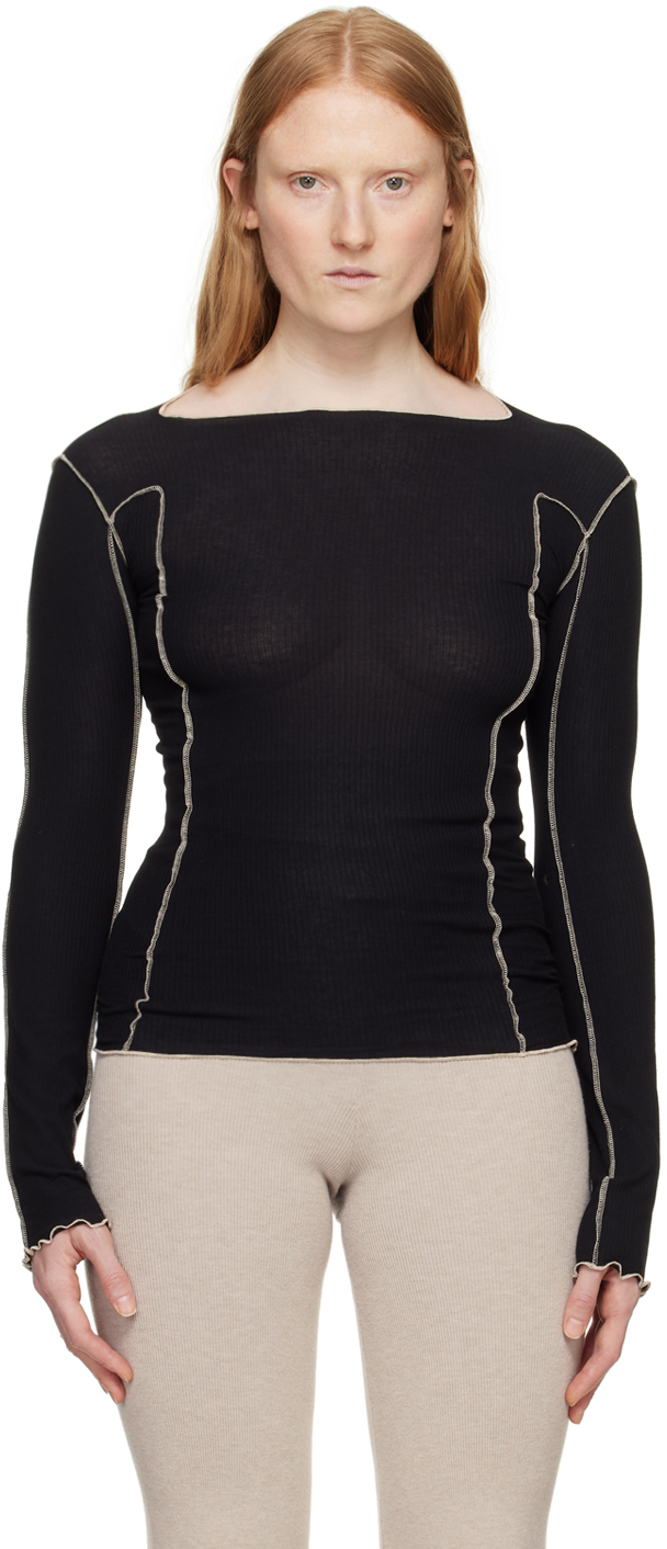 Baserange: Black Omato Long Sleeve T-Shirt | SSENSE Canada