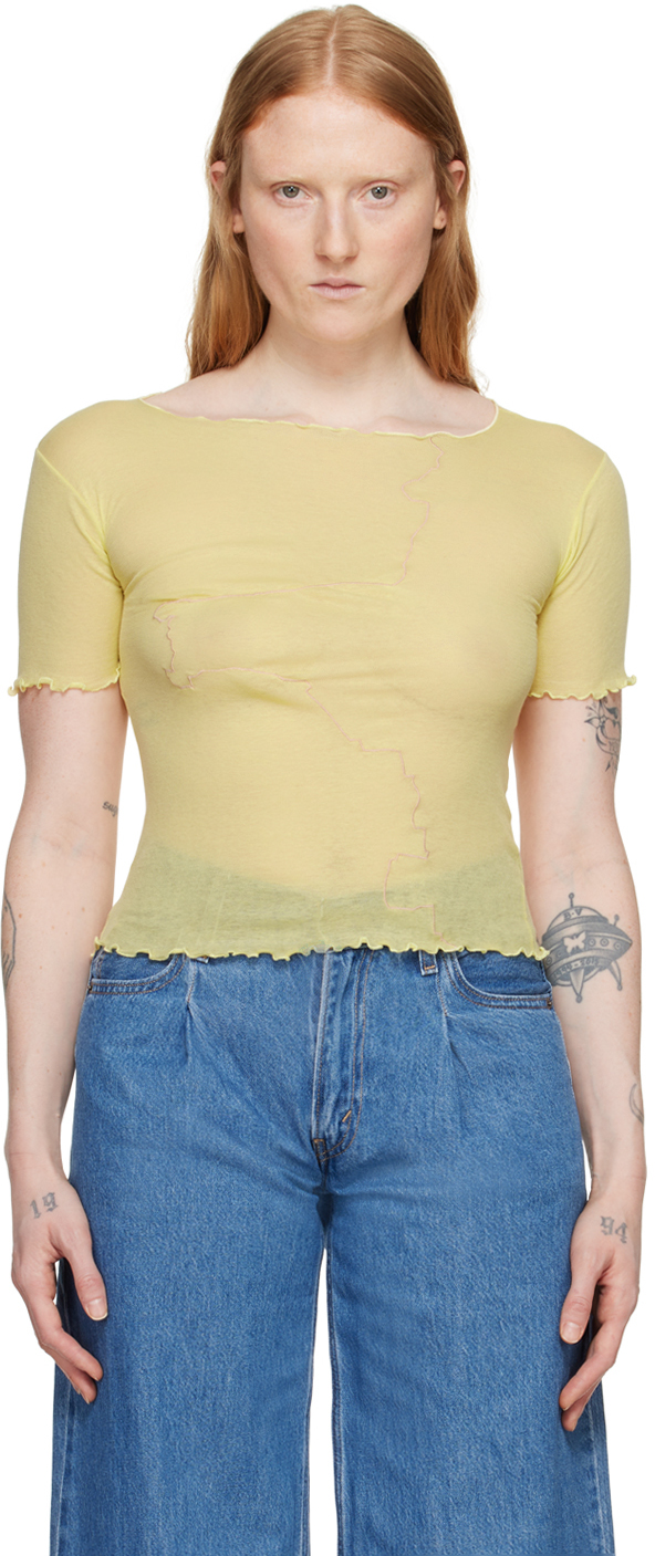 Shop Baserange Yellow Gerrymandered T-shirt In One Yellow