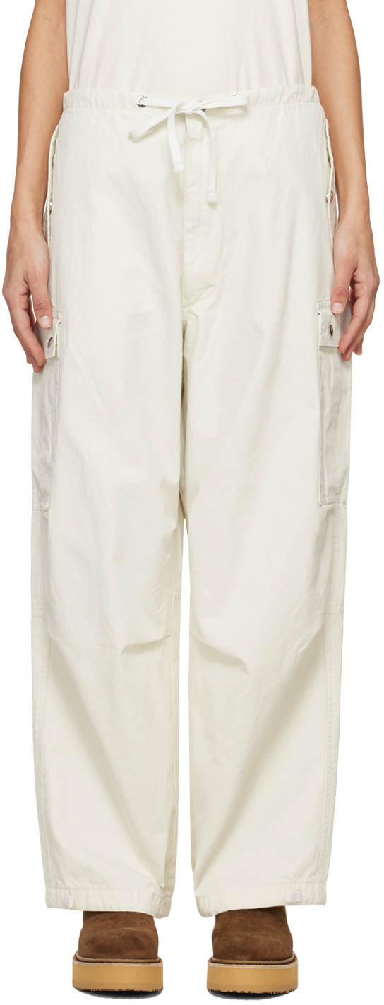 Rhude Off-white Parachute Trousers In 1019 Off-white