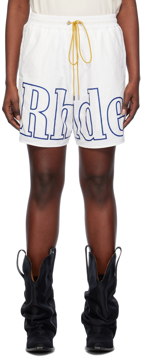 Rhude White Printed Shorts In 0377 White