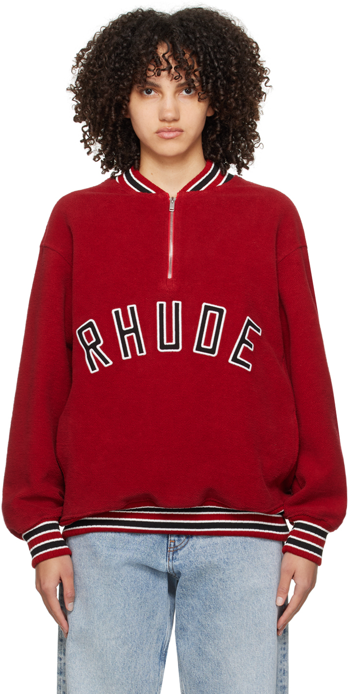 Rhude Red Half-zip Jacket In 2138 Vintage Red