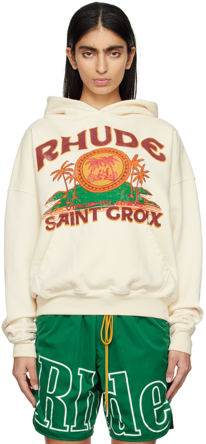Rhude Off-white 'saint Croix' Hoodie In 0611 Vtg White