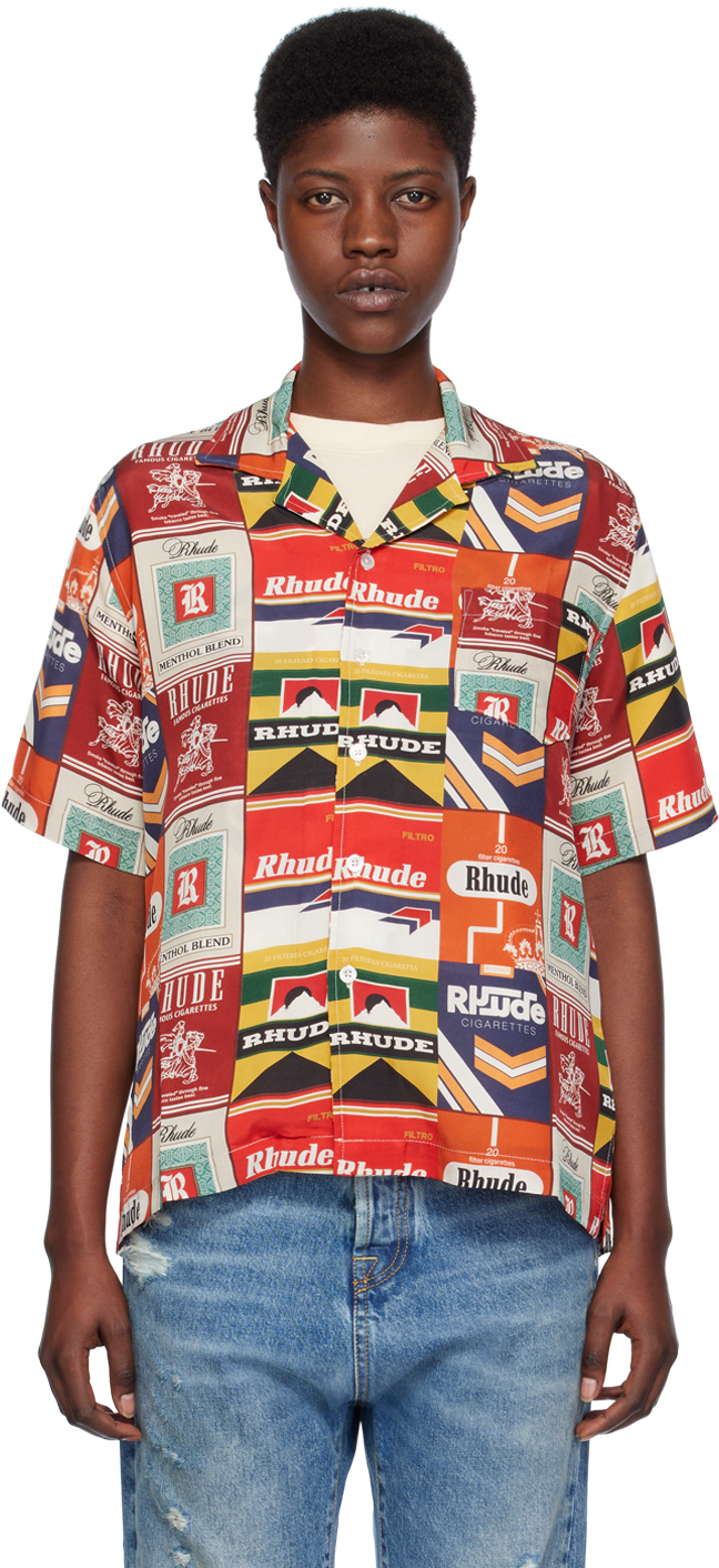 Rhude Multicolor Cigaretta Shirt In 0362 Red Multi