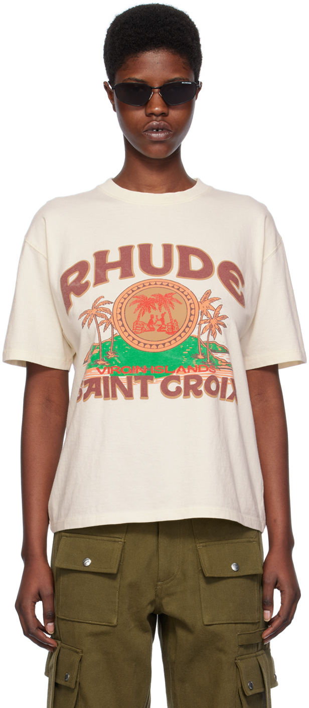 Rhude Off-white 'saint Croix' T-shirt In 0611 Vtg White