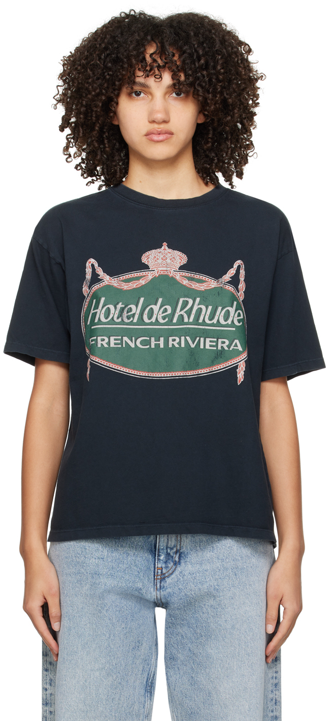 Rhude Black 'riviera' T-shirt In 0610 Vtg Black