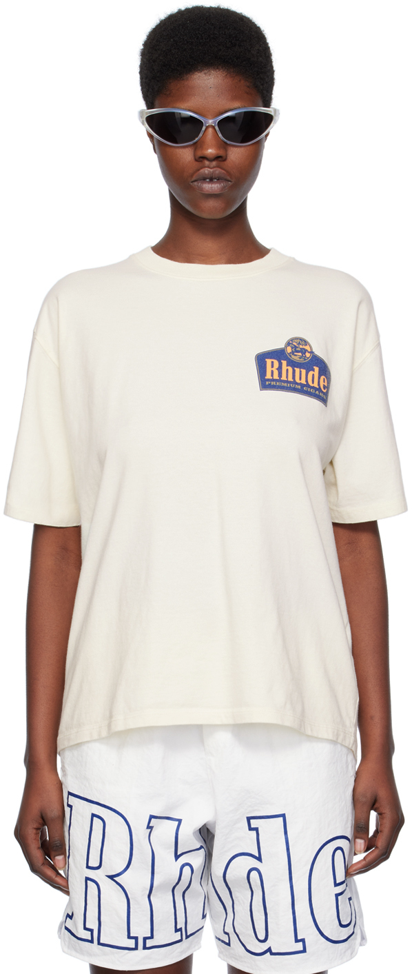 Rhude Off-white 'grand Cru' T-shirt In 0611 Vtg White