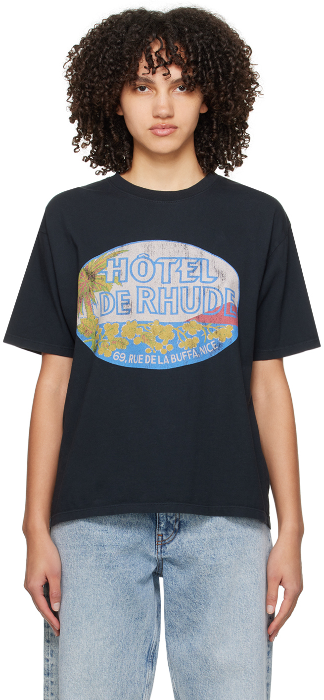 Rhude Black Dimora T-shirt In 0610 Vtg Black