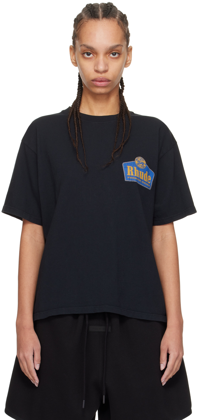 Shop Rhude Black 'grand Cru' T-shirt In 0610 Vtg Black