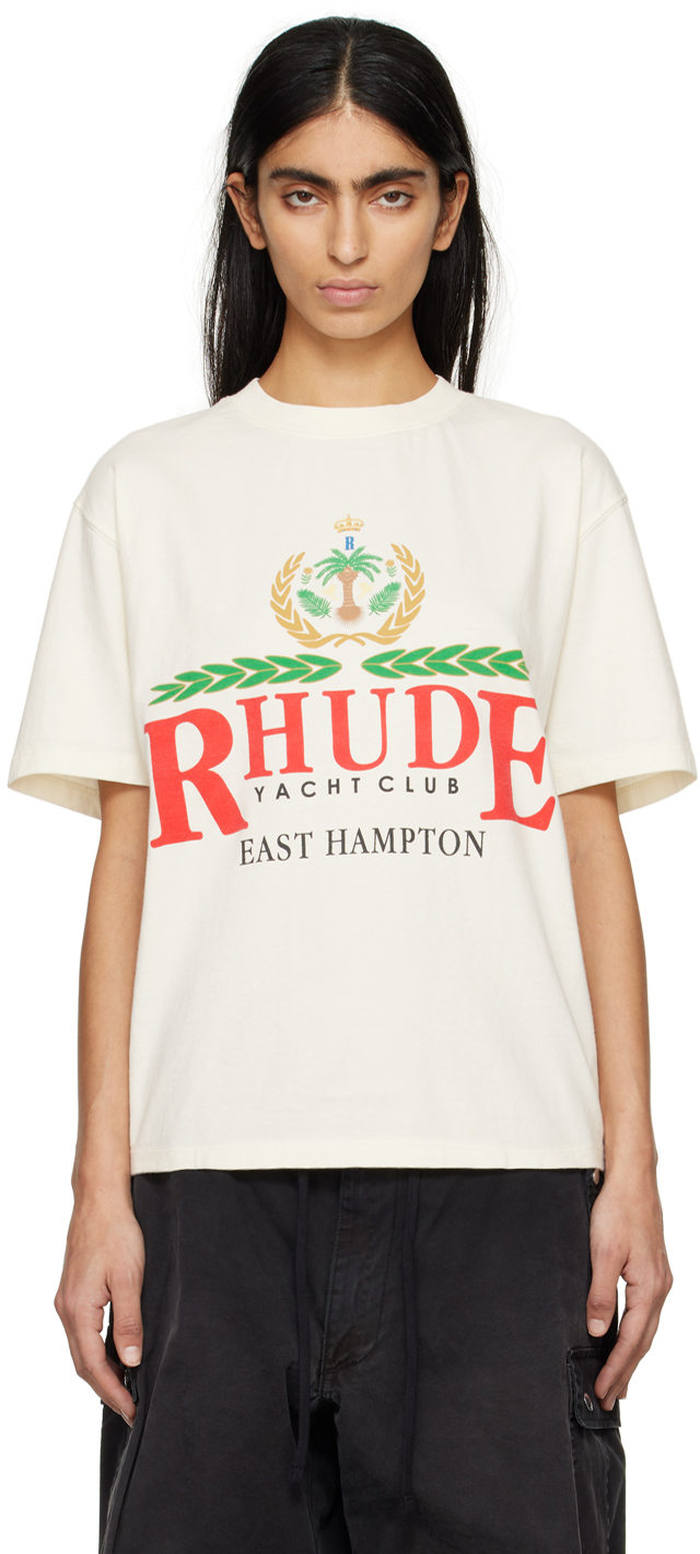Rhude Off-white 'east Hampton' T-shirt In 0611 Vtg White