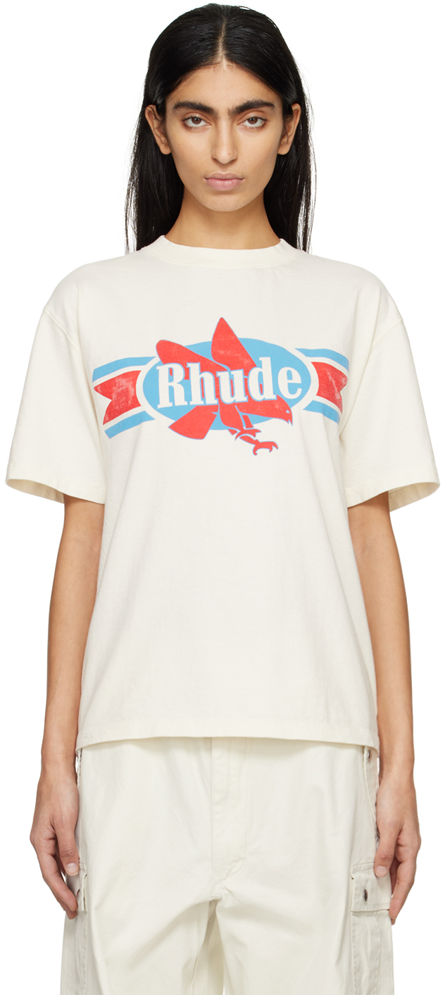 Rhude Off-white Chevron Eagle T-shirt In 0611 Vtg White