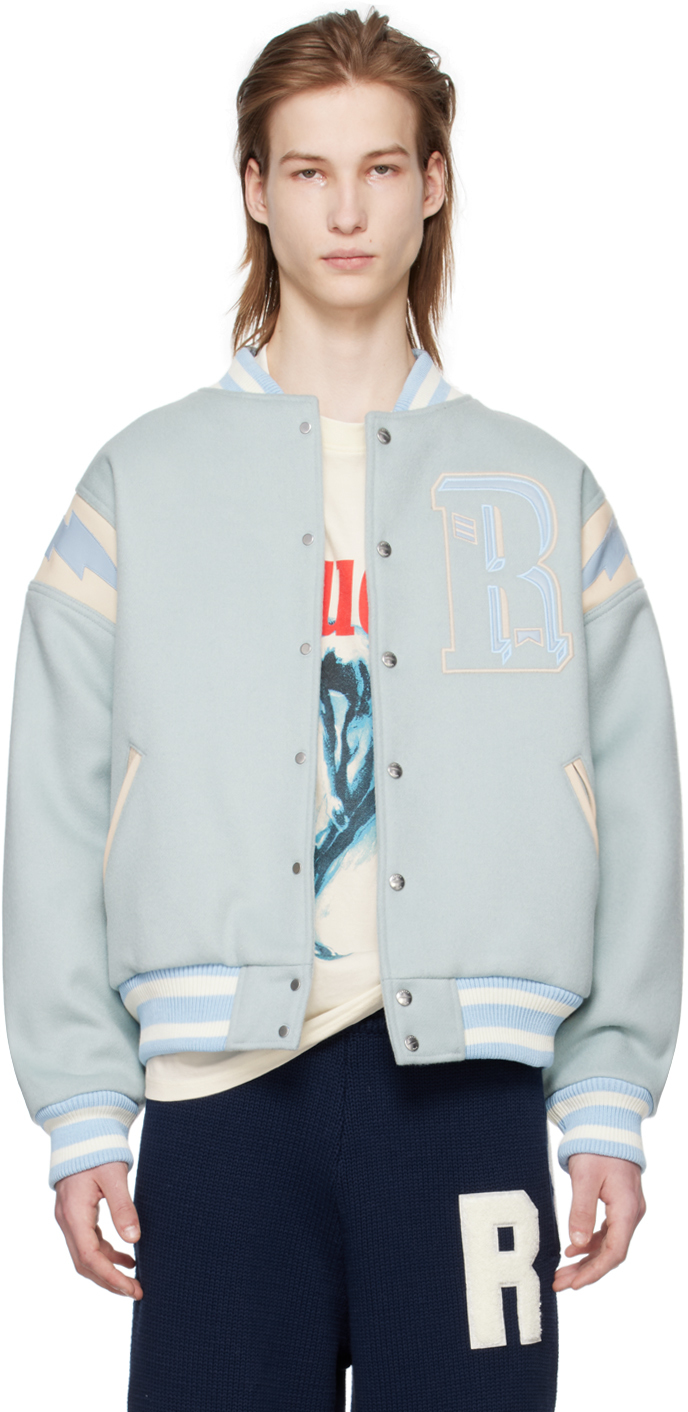 Blue Lightning Bomber Jacket by Rhude on Sale