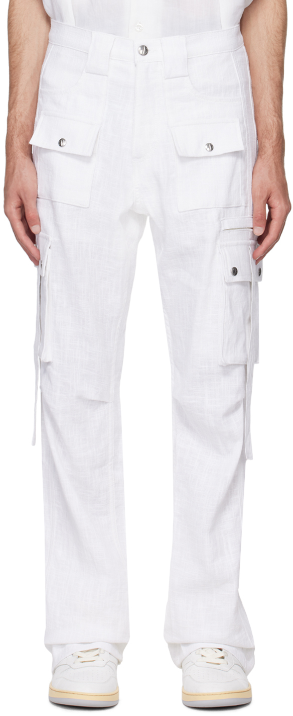 Shop Rhude White Pockets Cargo Pants In Ivory 0060