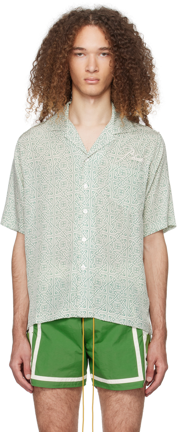 Shop Rhude Off-white & Green Cravat Shirt In Teal/ivory