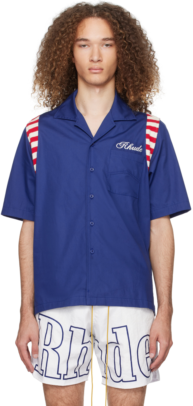 Shop Rhude Blue 'american Spirit' Shirt In Navy