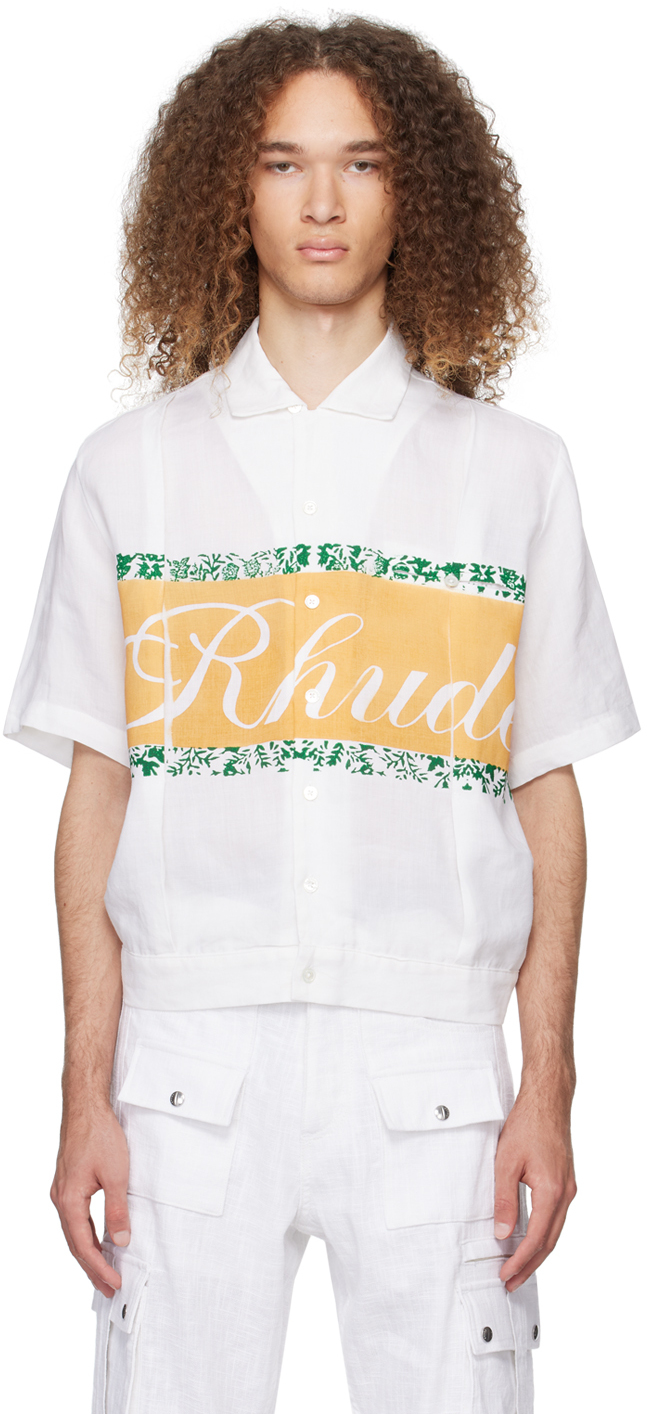 Shop Rhude White Pleated Shirt In Ivory