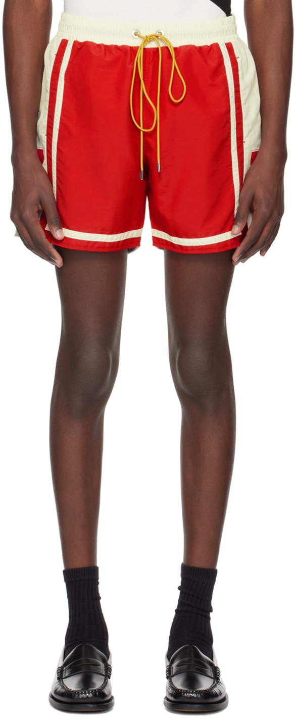 Rhude Red & Off-White Moonlight Shorts