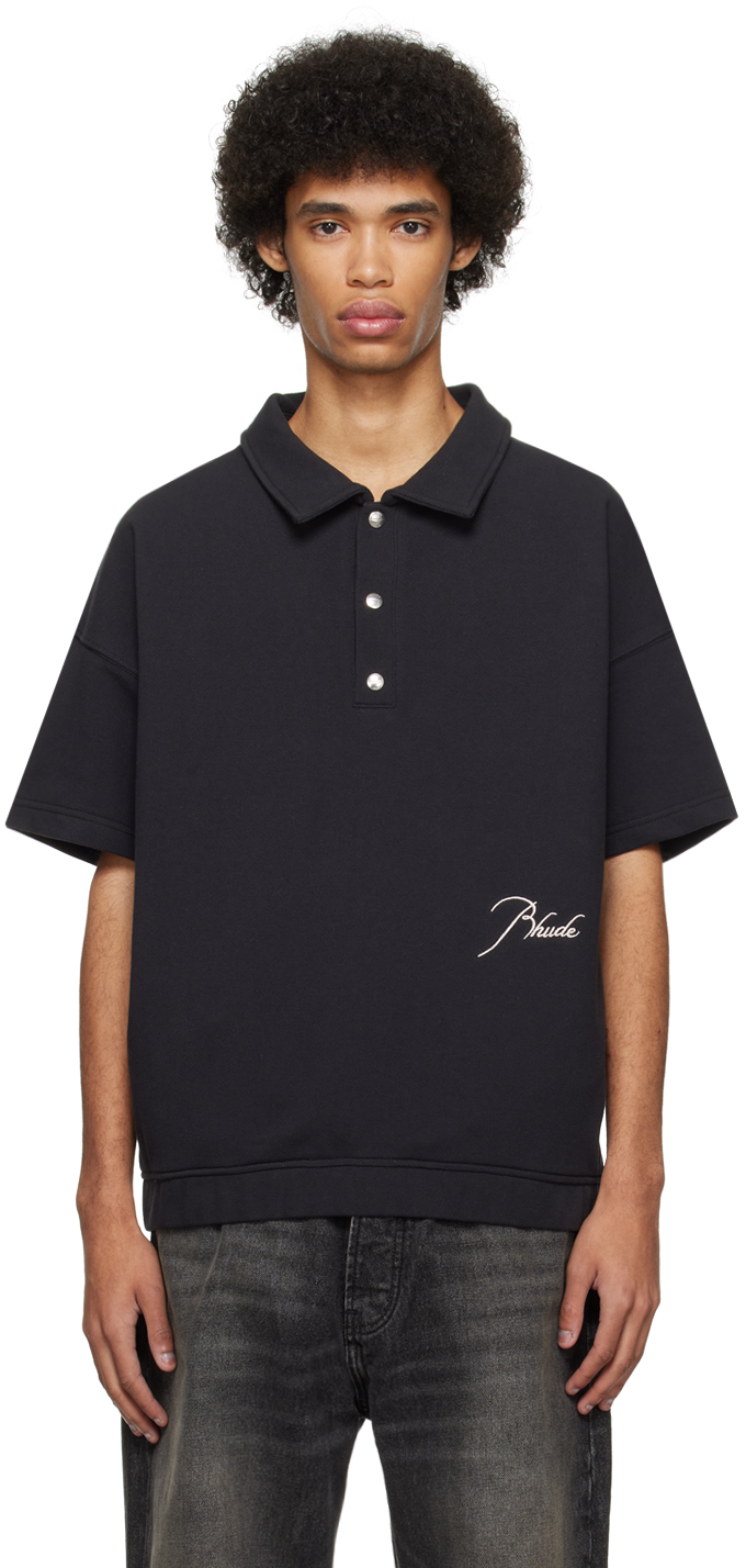 Black Embroidered Polo