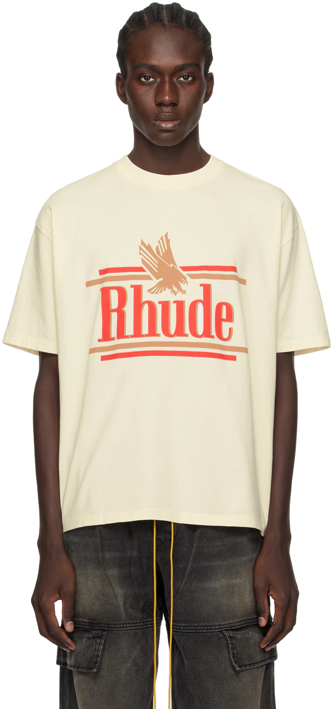Shop Rhude Off-white Rossa T-shirt In Vtg White