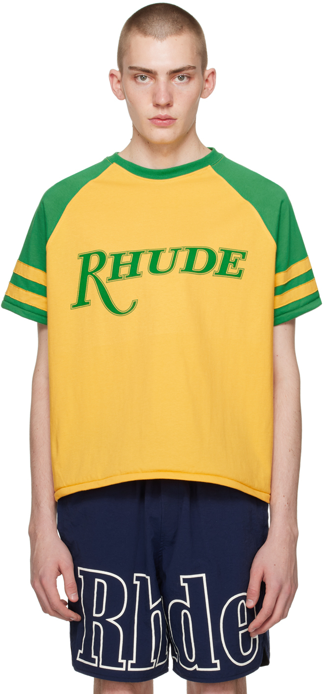 Shop Rhude Yellow & Green San Paulo T-shirt In Yellow/green
