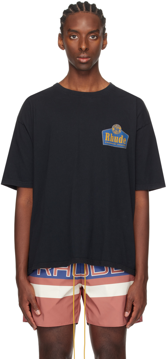 Shop Rhude Ssense Exclusive Black 'grand Cru' T-shirt