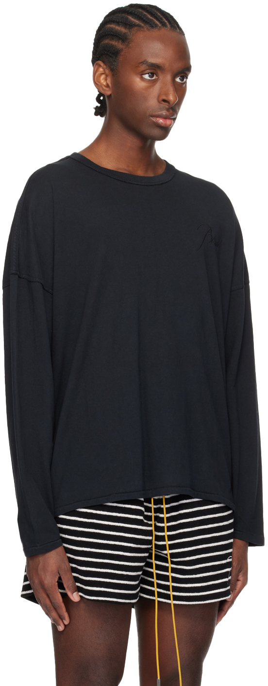 Rhude Black Reverse Long Sleeve T-shirt In Black
