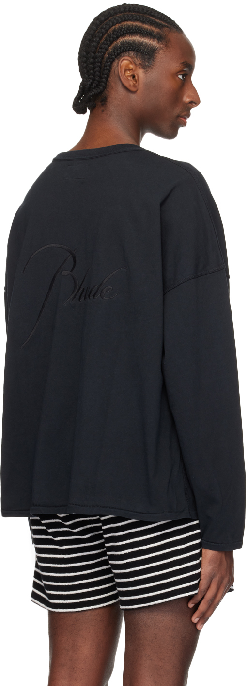 Rhude Black Reverse Long Sleeve T-shirt In Black